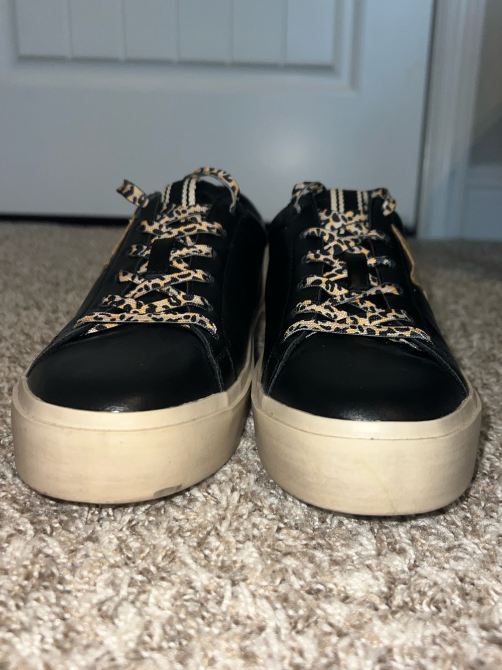 EUC! SHUSHOP Black & Leopard Platform Fashion Sneakers with Logo Sz 9! - Picture 8 of 14